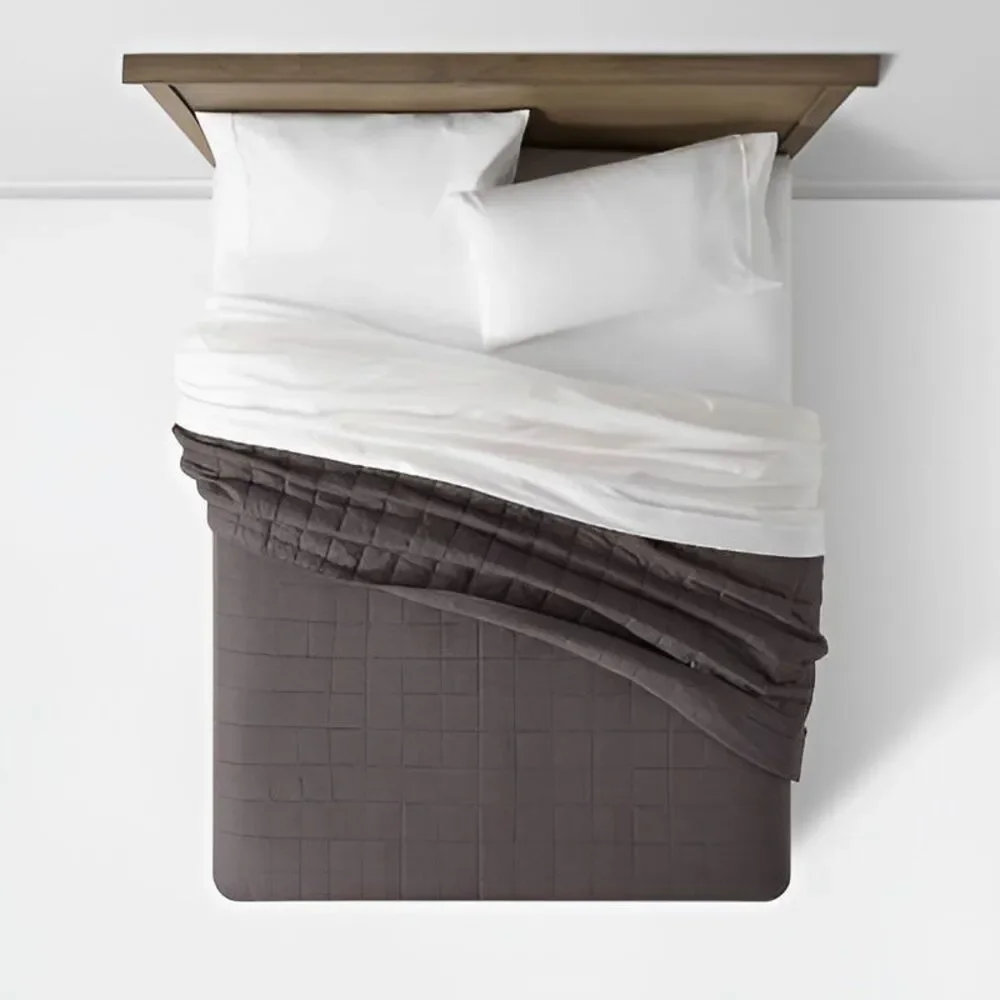 Threshold Quilted Bedspread in White and Charcoal Brown